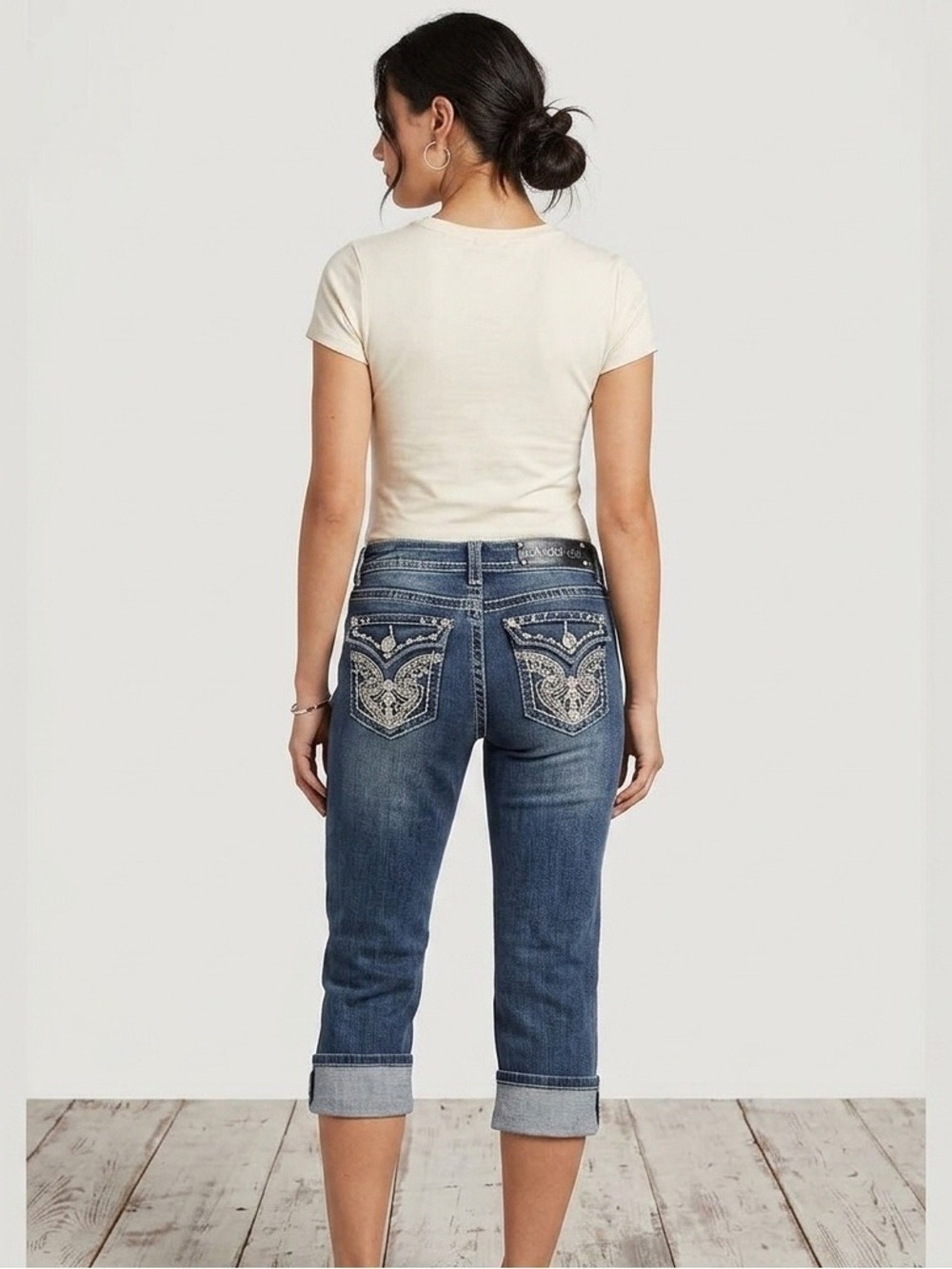 LA Idol USA low rise blue denim capris